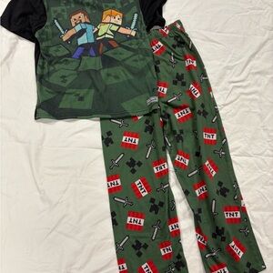 Minecraft Kids Pajama Pants Size Large 10/12 Green